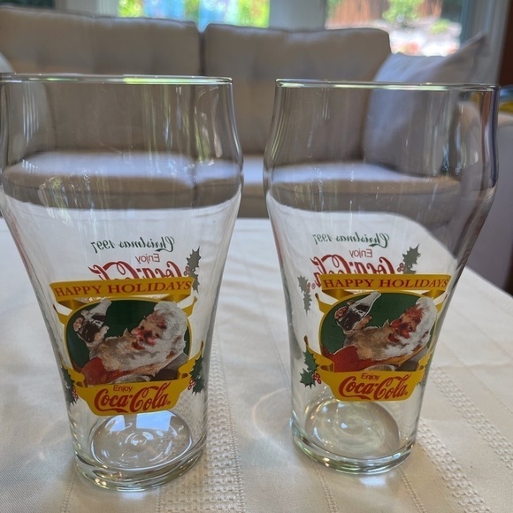 SANTA COCA-COLA GLASSES, Set of 4 - Picture 1 of 6